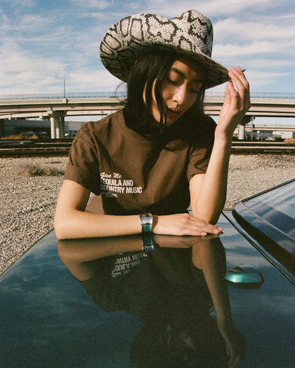 The Tequila & Country Music Tee - Chocolate/White