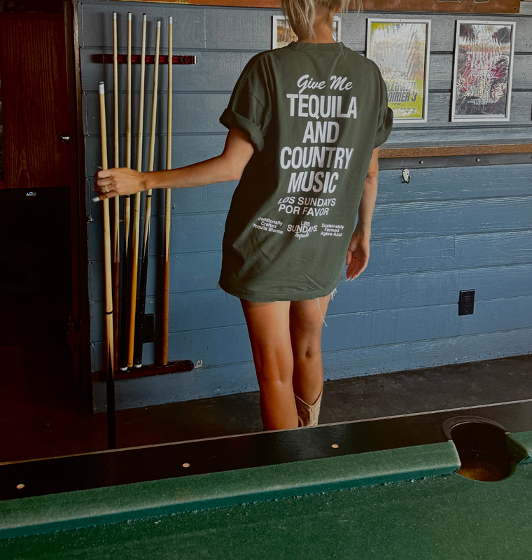 The Tequila & Country Music Tee - Green/White