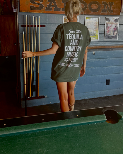 The Tequila & Country Music Tee - Green/White