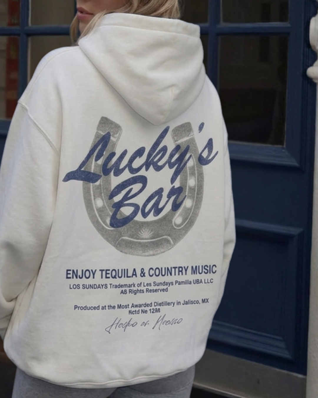 Lucky's Hood - White/Navy