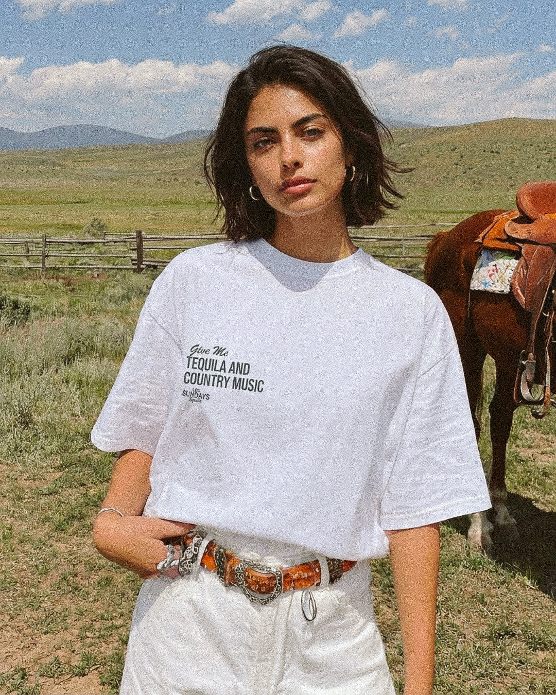 The Tequila & Country Music Tee - Blanc White/Green