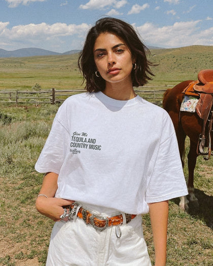 The Tequila & Country Music Tee - Blanc White/Green