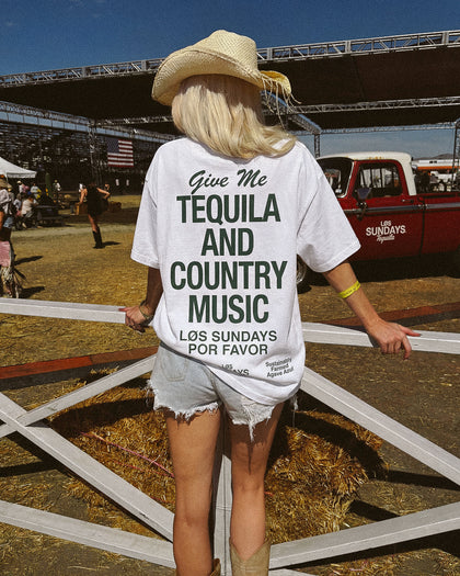 The Tequila & Country Music Tee - Blanc White/Green