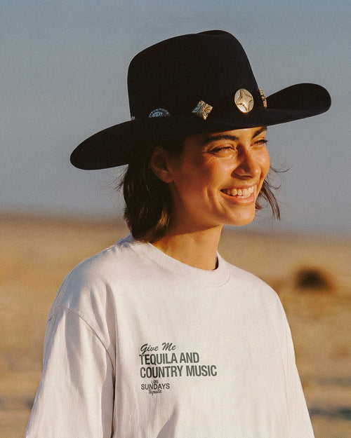 The Tequila & Country Music Tee - Blanc White/Green