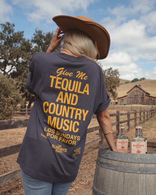 The Tequila & Country Music Tee - Navy / Yellow