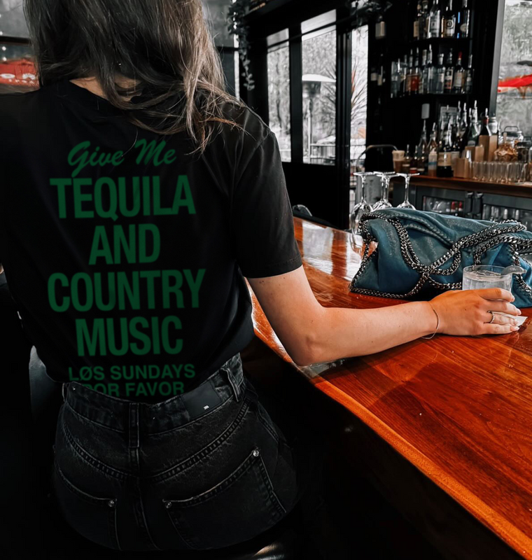 The Tequila & Country Music Tee - Black/Green