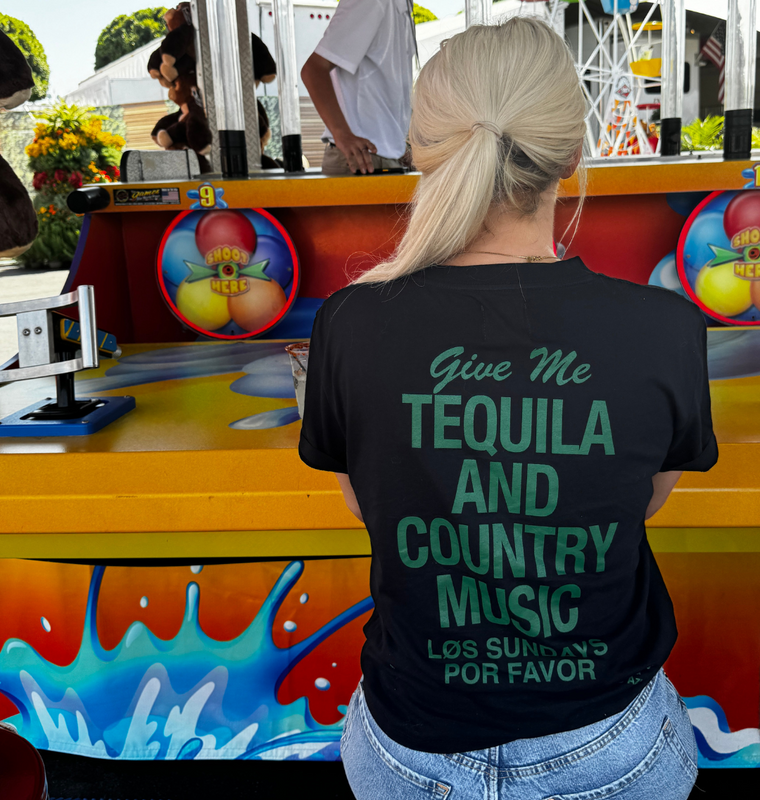 The Tequila & Country Music Tee - Black/Green