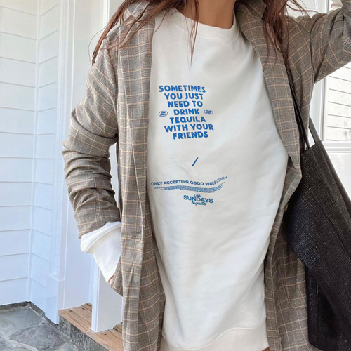 The Sometimes Crew Neck - Bone/Blue