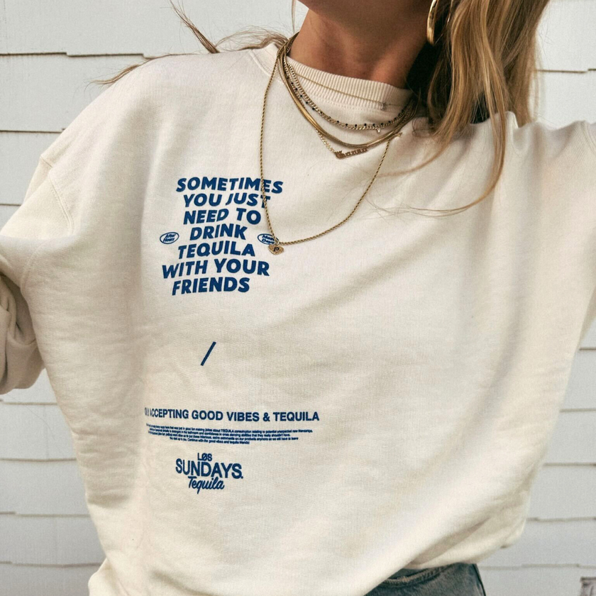 The Sometimes Crew Neck - Bone/Blue