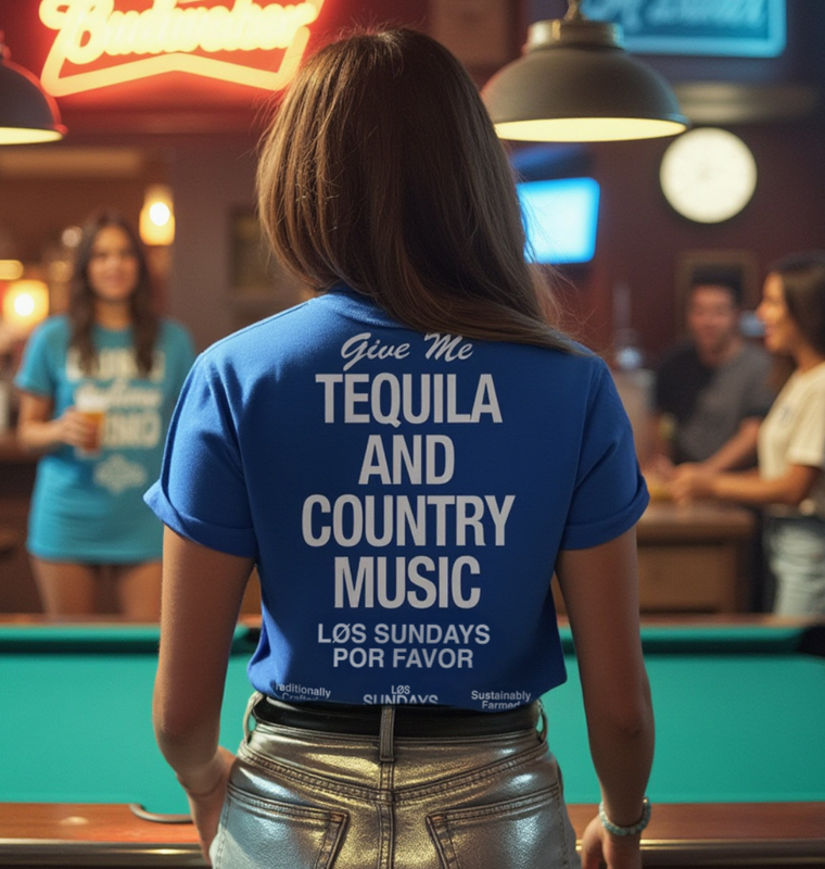 The Tequila & Country Music Tee - Blue/White