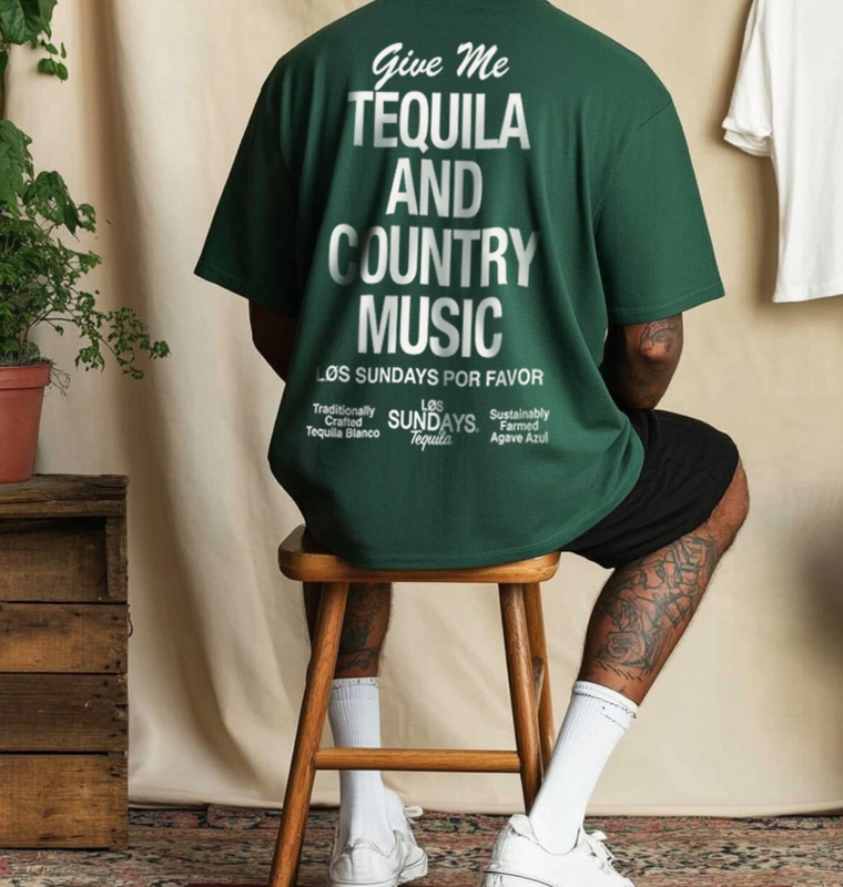 The Tequila & Country Music Tee - Green/White