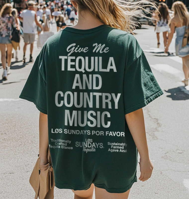 The Tequila & Country Music Tee - Green/White