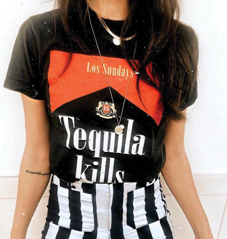 The Tequila Kills Tee - Black/Red