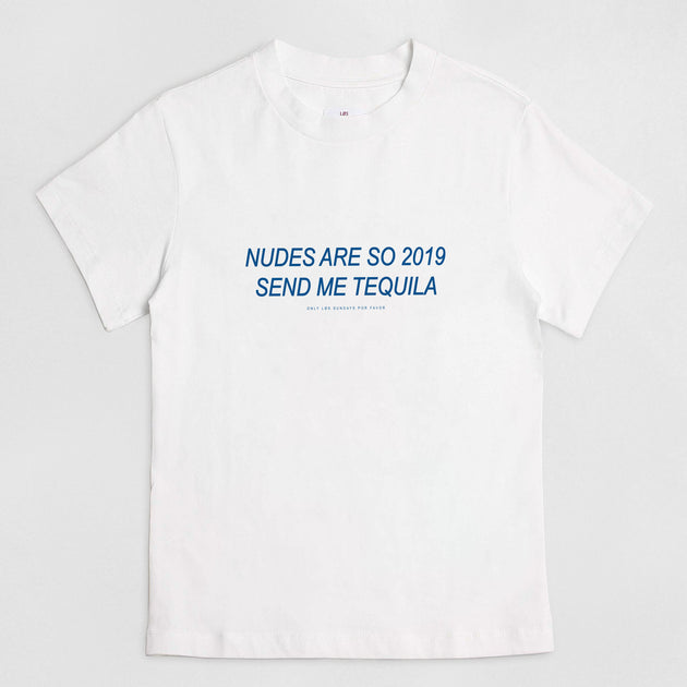 The Nudes Tee - White / Navy Blue