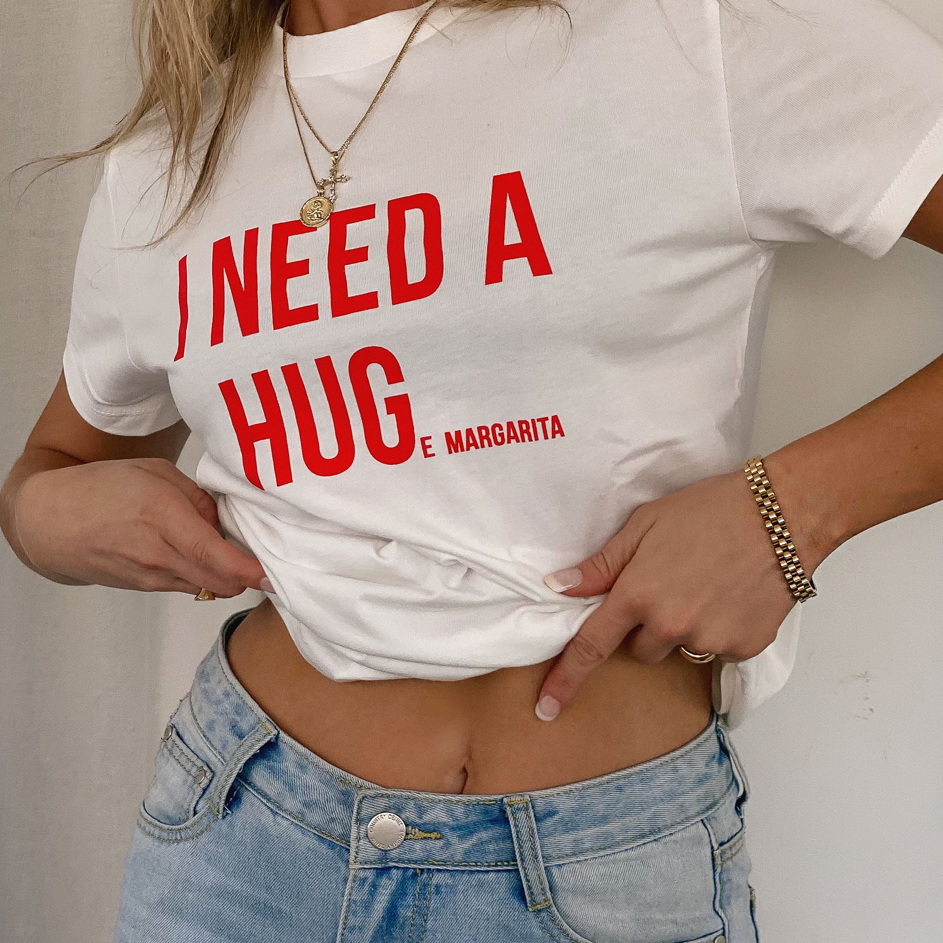 The Hug Tee White Red L s Sundays Tequila