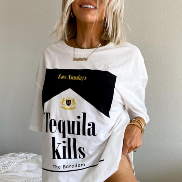 The Tequila Kills Tee - White/Black